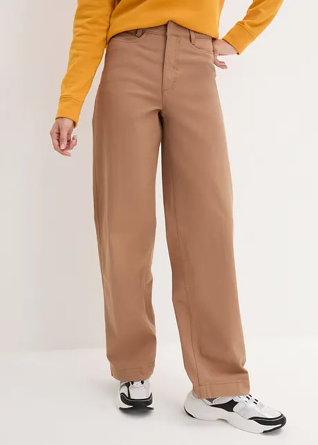 Pantaloni in twill Essential, a vita alta, bonprix