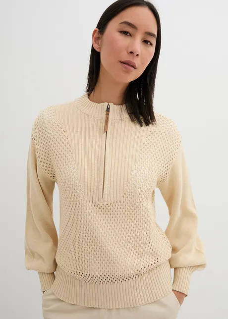 Maglione con motivo traforato, bonprix