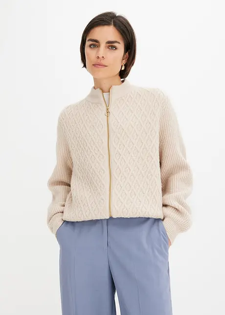 Cardigan con motivo a trecce, bonprix