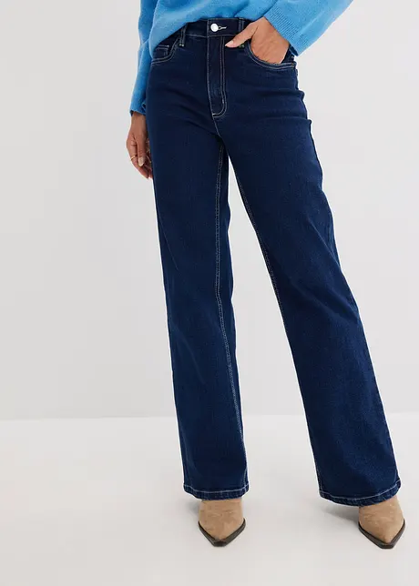 Jeans wide leg in cotone biologico, a vita alta, bonprix