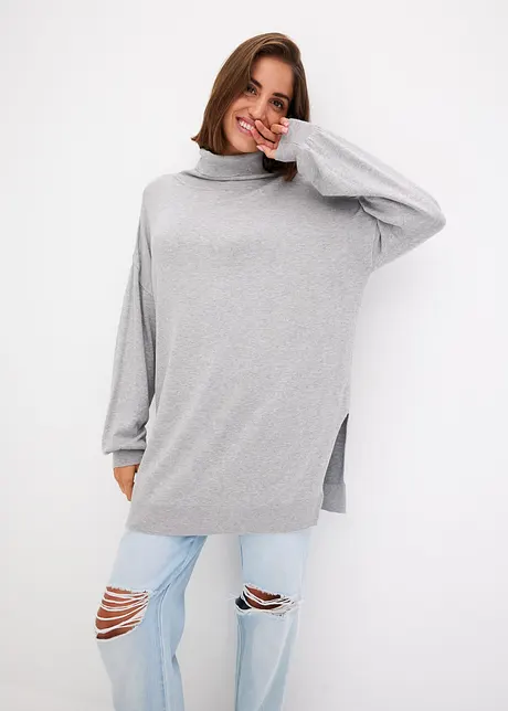 Maglione lungo a collo alto, bonprix