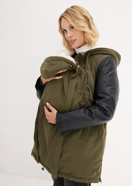 Giacca prémaman 3 in 1 con inserto babywearing e fodera teddy, bonprix