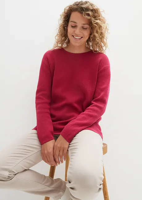 Maglione a coste Milano con scollo rotondo, bonprix