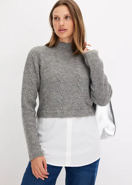 Maglione con inserto di camicia, bonprix