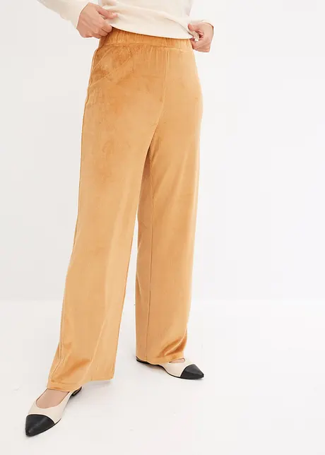 Pantaloni in jersey con effetto velluto a coste, bonprix