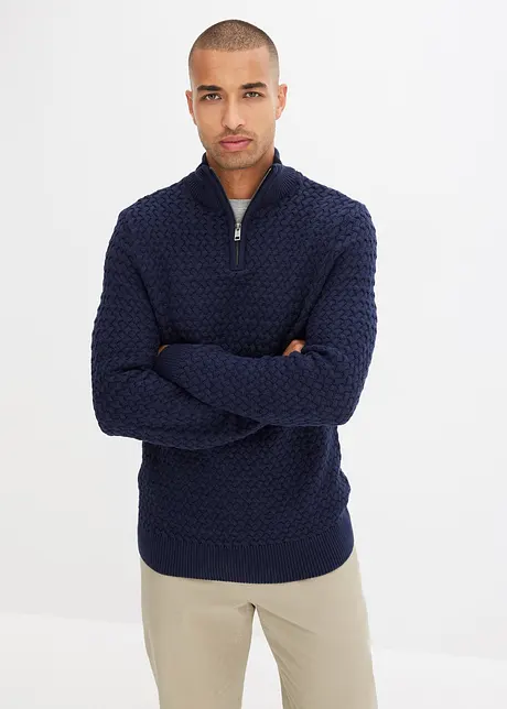 Maglione con colletto e zip, bonprix