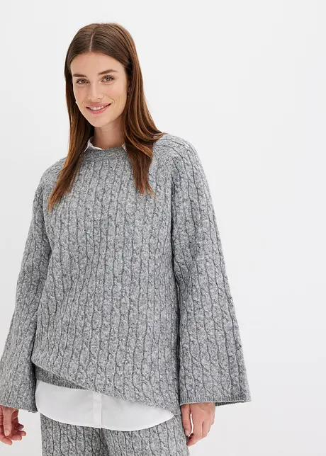 Maglione oversize con lavorazione a trecce, bonprix