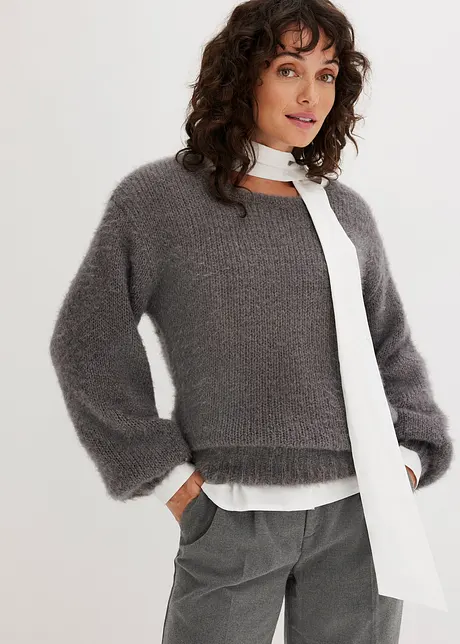 Maglione oversize in filato piumato, bonprix