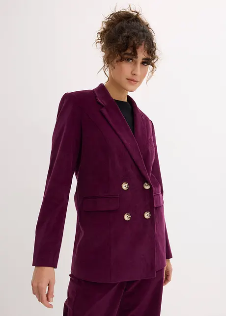 Blazer doppiopetto in velluto a coste con cotone biologico, bonprix