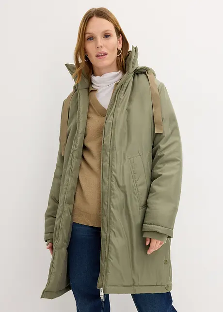 Parka imbottito con cappuccio staccabile e coulisse in vita, bonprix