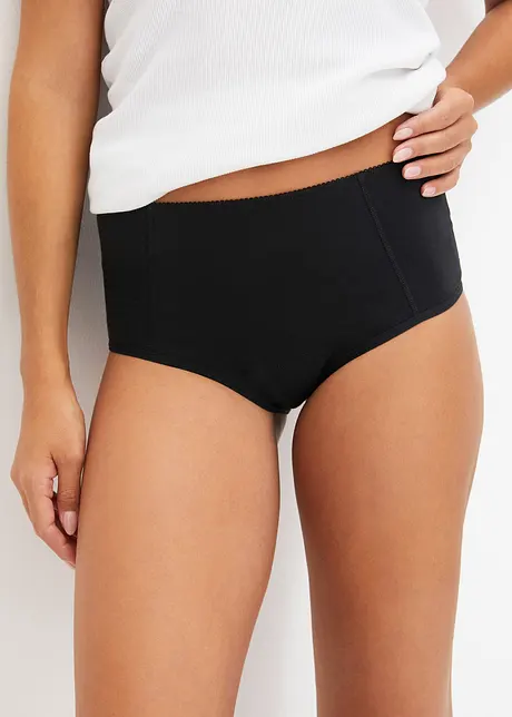 Culotte mestruale a vita alta con cotone biologico e assorbenza media (pacco da 2), bonprix