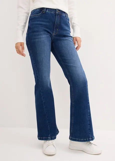 Jeans flared con cinta comoda, a vita alta, bonprix