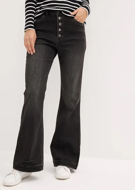 Jeans bootcut con cinta comoda, a vita alta, bonprix