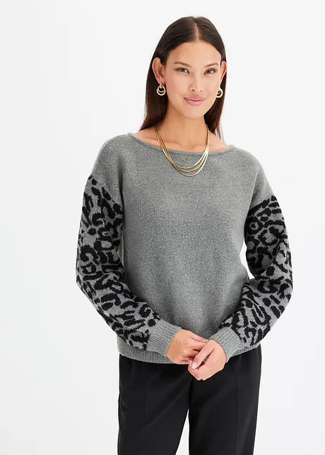 Maglione con maniche leopardate, bonprix