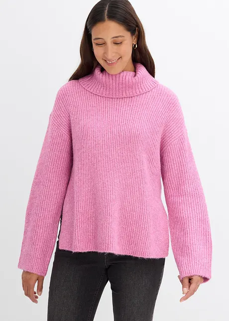 Maglione a collo alto con spacchi laterali, bonprix