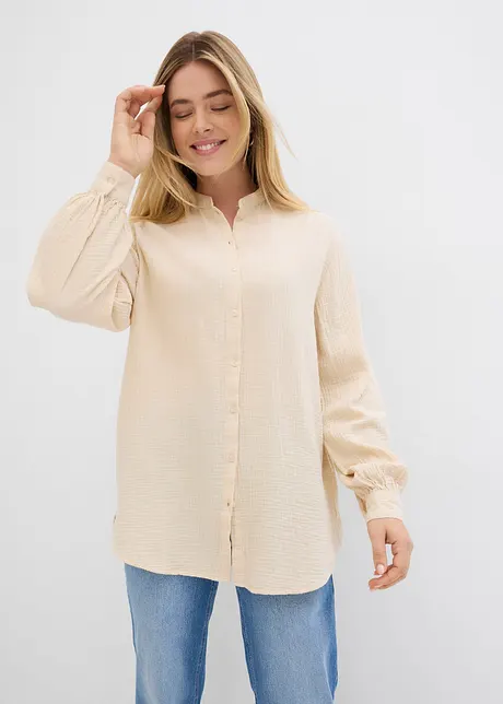 Camicia lunga in mussola di cotone, bonprix