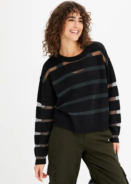 Maglione con inserti in mesh, bonprix