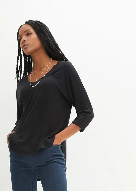 Maglia con maniche a 3/4 in misto viscosa elastan, bonprix