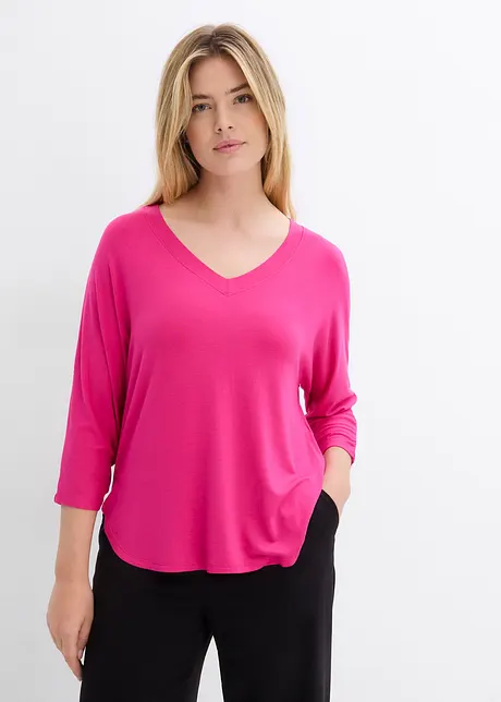 Maglia con maniche a 3/4 in misto viscosa elastan, bonprix