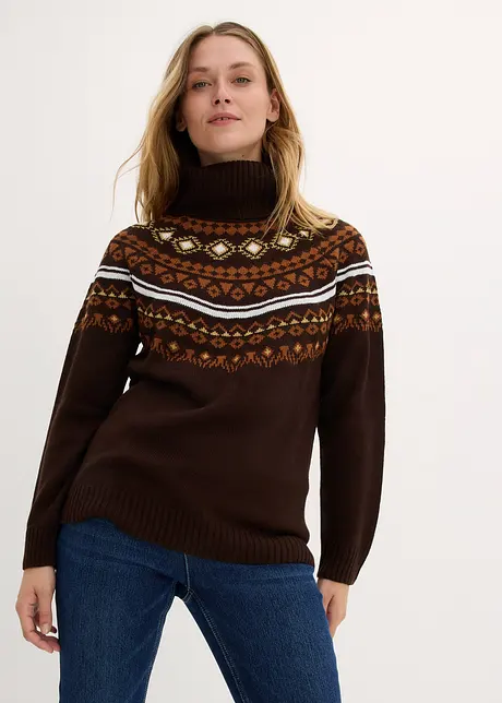 Maglione norvegese a collo alto, bonprix