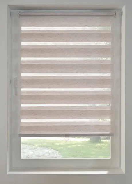 Tenda a rullo doppia effetto lino senza cordicella, bonprix