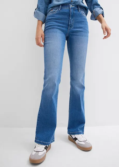 Jeans bootcut elasticizzati, vita alta, bonprix