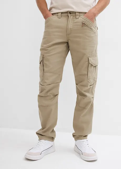 Pantaloni cargo in puro cotone relaxed fit, straight, bonprix