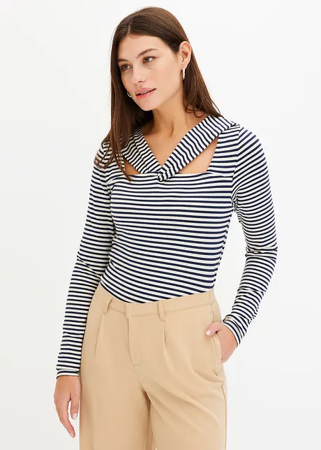 Maglia a maniche lunghe con particolare alla scollatura, bonprix