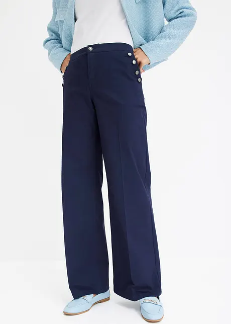 Pantaloni a palazzo in twill elasticizzato, bonprix