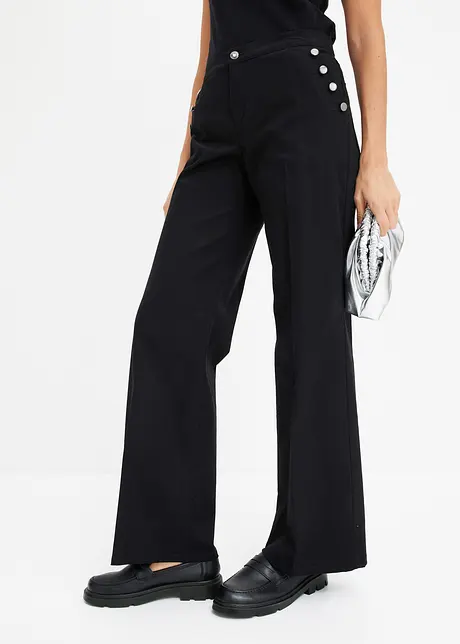 Pantaloni a palazzo in twill elasticizzato, bonprix