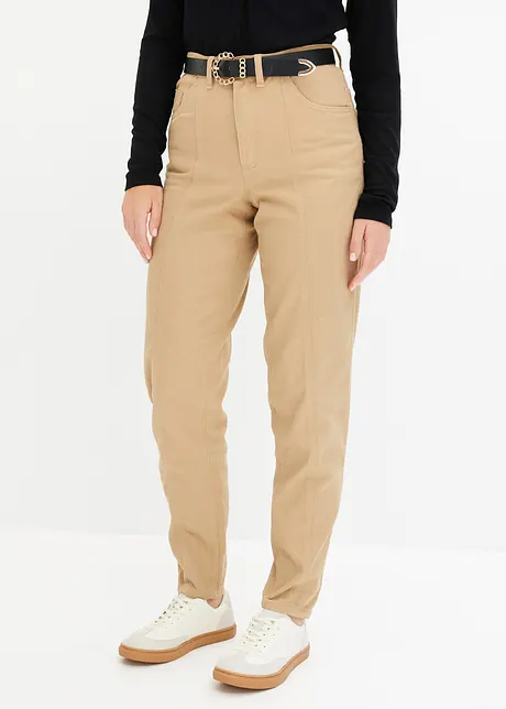 Pantaloni in twill con cintura, barrel, bonprix