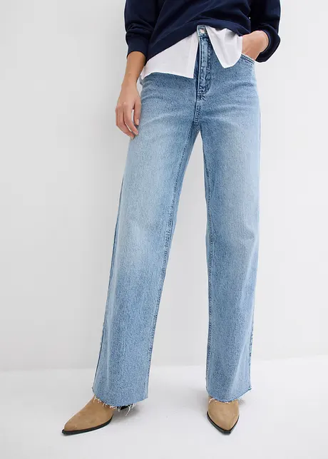 Jeans wide leg, a vita alta, bonprix