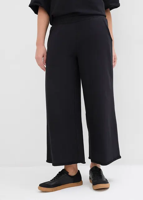 Pantaloni in felpa ampi cropped, bonprix