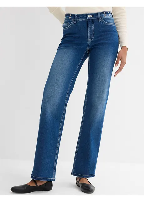 Jeans elasticizzati straight, vita media, bonprix