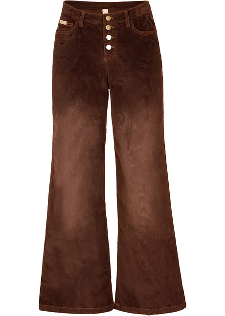 Pantaloni di velluto a coste elasticizzato, wide leg, bonprix