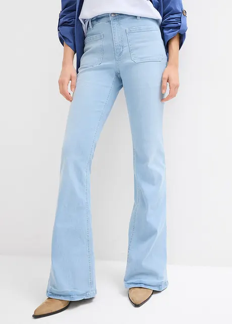 Jeans elasticizzati bootcut, vita alta, bonprix
