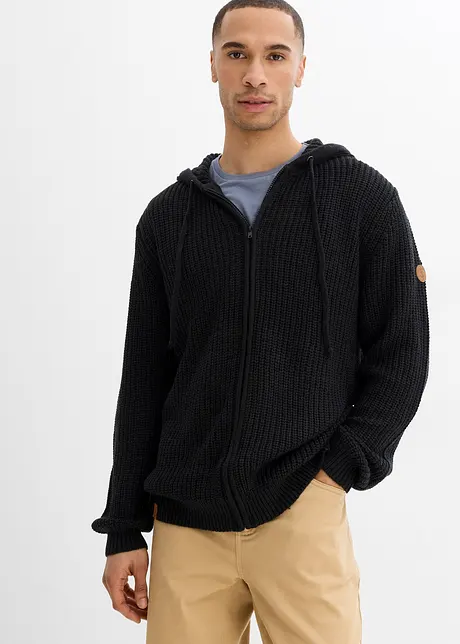 Cardigan in maglia grossa con cappuccio, bonprix