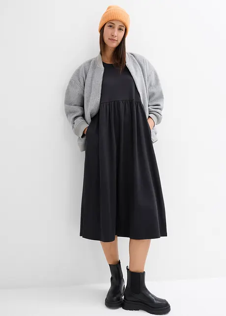 Abito di jersey svasato in cotone pesante, bonprix