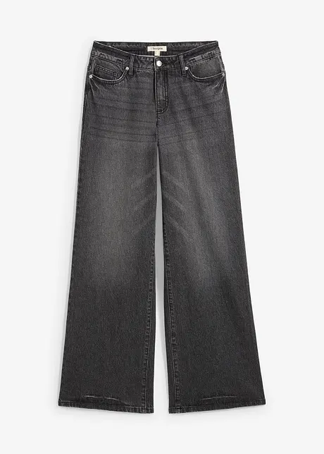 Jeans wide leg lunghi, low strech, vita media, bonprix