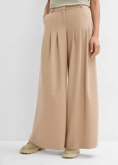 Pantaloni con pinces a vita alta in misto viscosa, bonprix