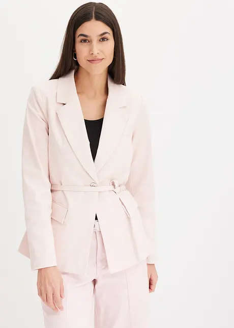 Blazer elasticizzato in twill con cintura da annodare, bonprix