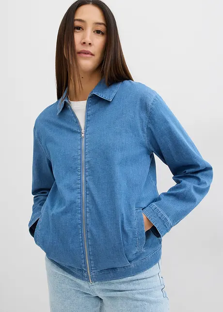 Giacca di jeans con cerniera in stile blouson, bonprix