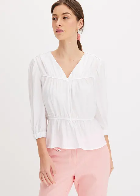 Blusa in crinkle operato, bonprix