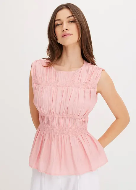 Blusa smanicata in morbido misto viscosa, bonprix