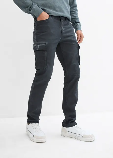 Pantaloni cargo elasticizzati effetto lavato, straight, bonprix