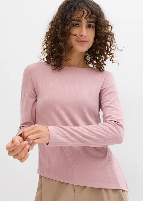 Maglia a maniche lunghe in maglia a coste con spacchetto, bonprix