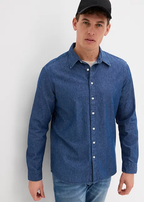 Camicia in jeans a maniche lunghe in puro cotone, bonprix