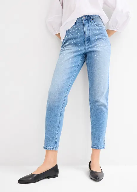 Mom jeans cropped, vita alta, bonprix