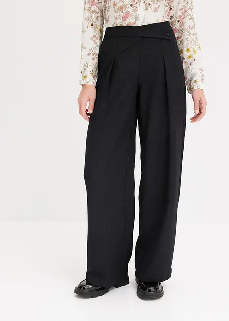 Pantaloni con pinces effetto lino e cinta incrociata, bonprix