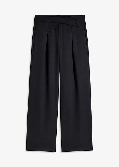 Pantaloni con pinces effetto lino e cinta incrociata, bonprix